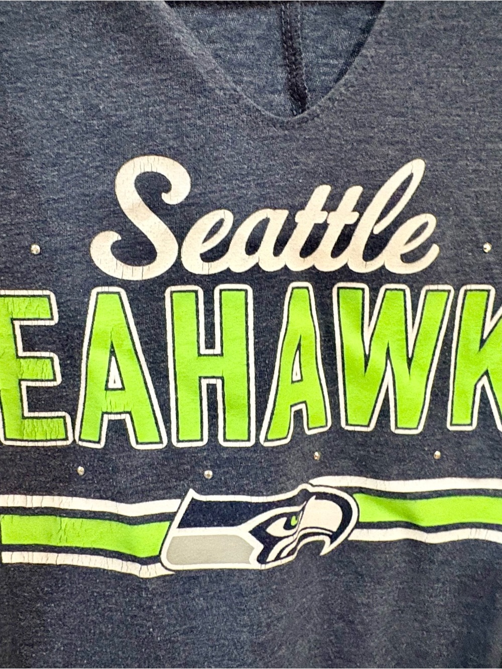 NFL Seattle Seahawks Youth Navy and Lime Graphic Tee